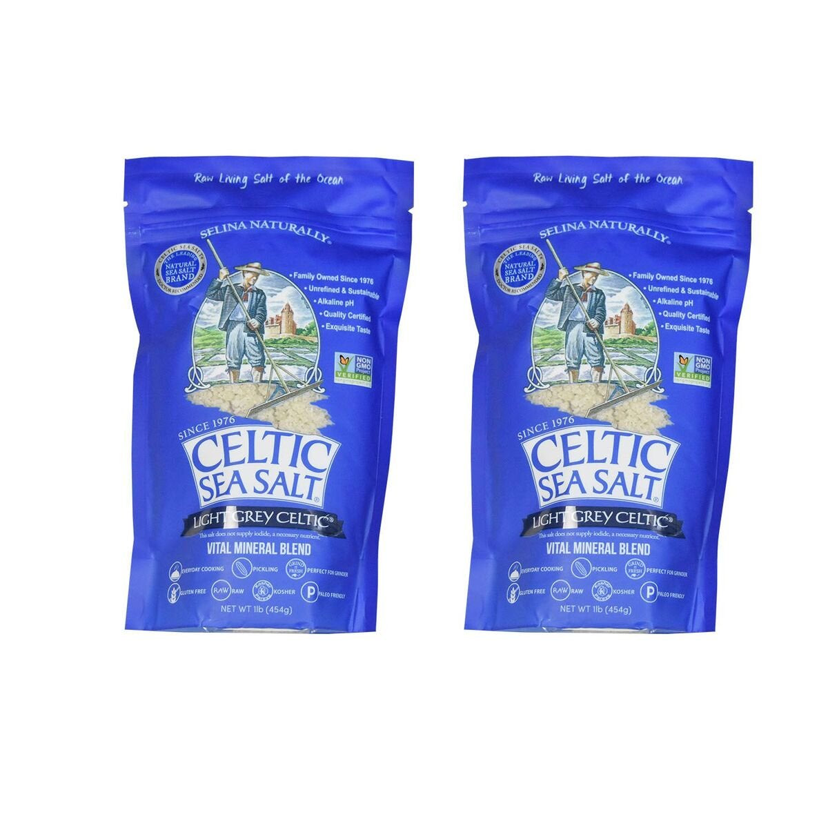 Light Grey  Resealable Bags €“ Additive-Free, Delicious Sea Salt, Perfect for Cooking, Baking and More - Gluten-Free, Non-Gmo Verified, Kosher and Paleo-Friendly, 16 Ounce (Pack of 2)