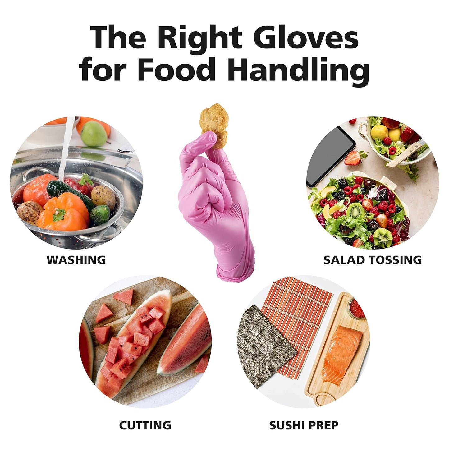 Disposable Gloves for Women, Pink Vinyl Gloves Disposable Latex Free for Cooking, Food Prep, Cleaning, Hair Dye, Tattoo, Medium Duty, Touch Screen, Small, 50 Pack