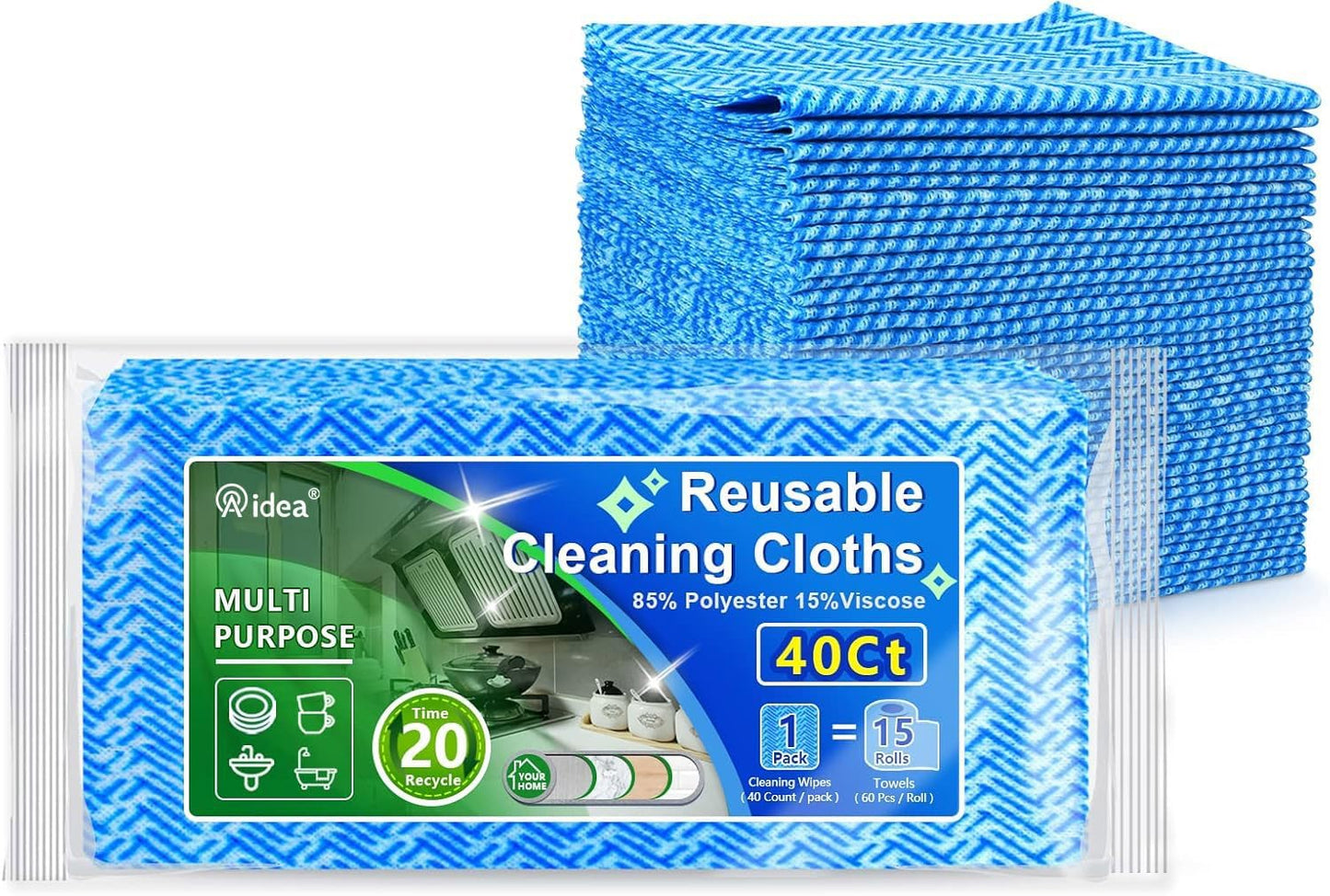 Cleaning Wipes, Multi-Purpose Towel Reusable Cleaning Cloths-80Ct(1 Pack), Domestic Wipes, Dish Cloths-(12''X24'')