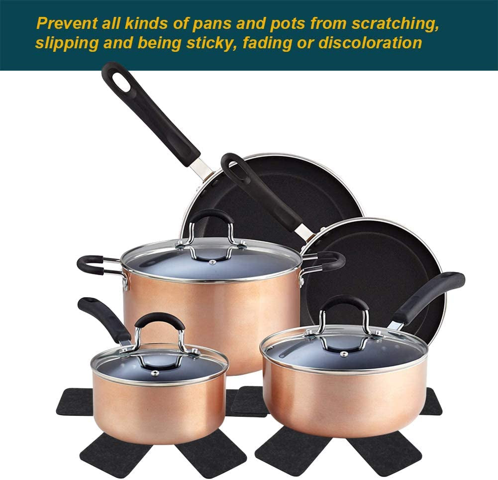 Pots and Pans Protectors, Set of 12 and 3 Different Size, Black Pot Dividers Pads/Stacking Pan Protectors/Pan Separators Pads for Protecting and Separating Pots and Pans