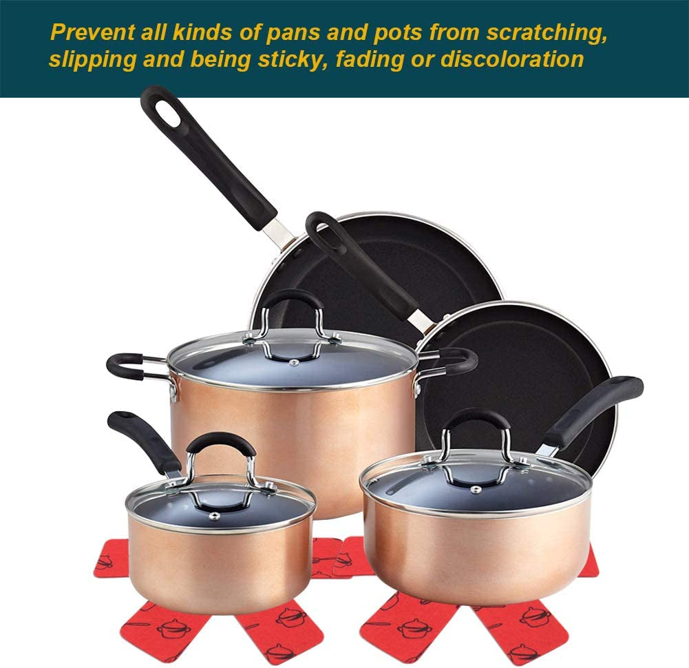 Pot Pan Protectors, Set of 12 and 3 Different Size, Red Pans Dividers Pad/Cookware Protectors Set/Pan Separators Protectors for Protecting and Separating Pots and Pans