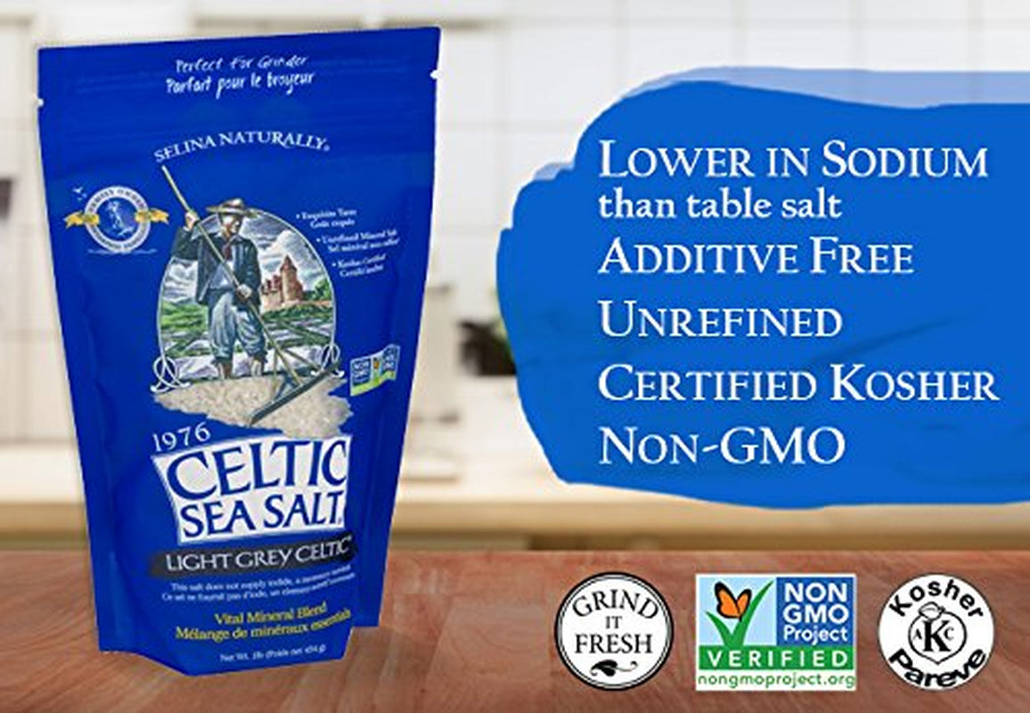 Light Grey  Resealable Bags Â€“ Additive-Free, Delicious Sea Salt, Perfect for Cooking, Baking and More - Gluten-Free, Non-Gmo Verified, Kosher and Paleo-Friendly, 16 Ounce (Pack of 2)