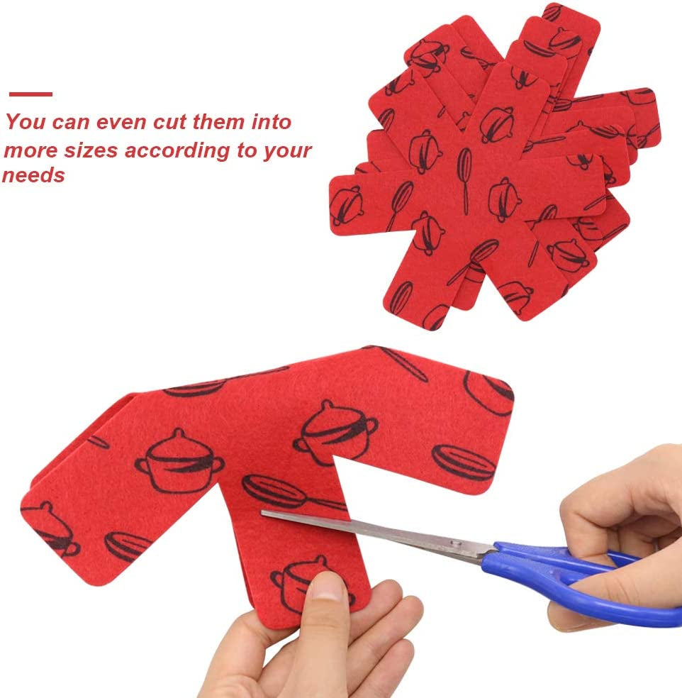 Pot Pan Protectors, Set of 12 and 3 Different Size, Red Pans Dividers Pad/Cookware Protectors Set/Pan Separators Protectors for Protecting and Separating Pots and Pans