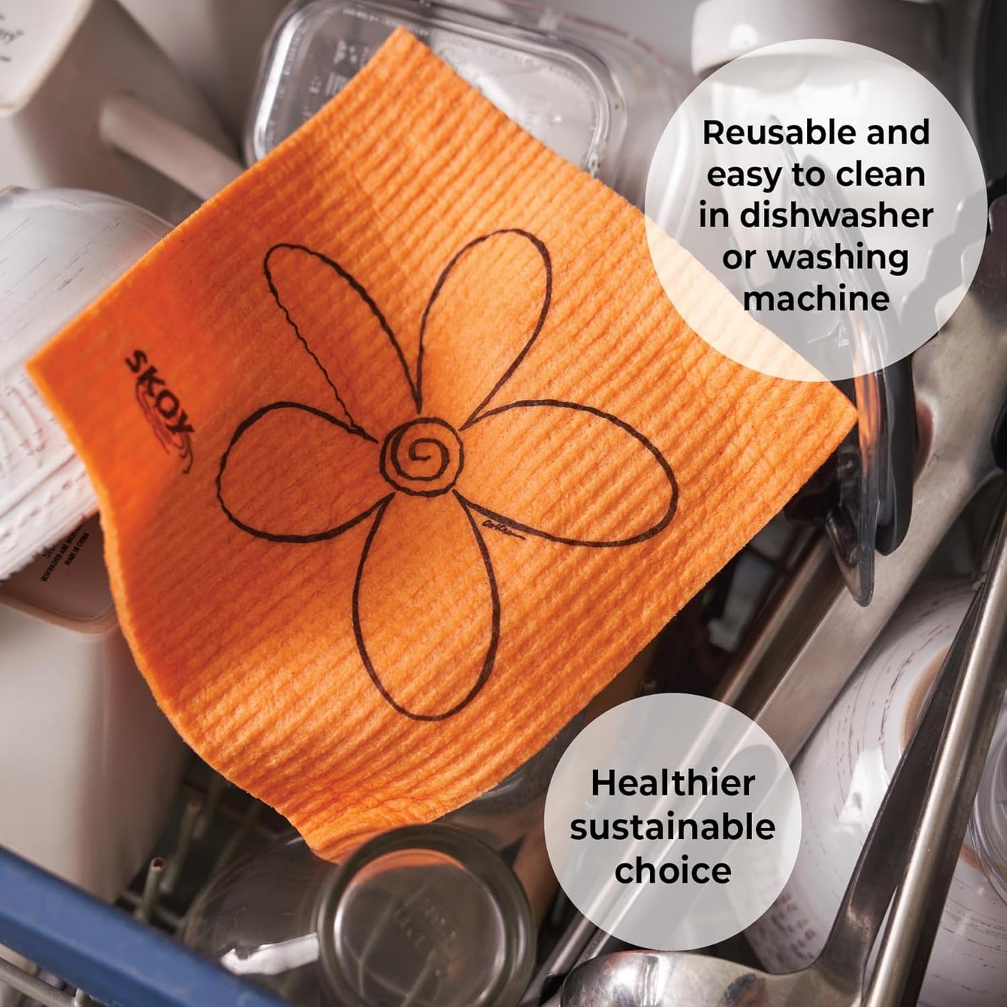 Cloth, 8-Pack Versatile Swedish Dishcloths for Kitchen and Household Use, Reusable Cleaning Cloths, Planet-Friendly, Dishwasher and Dryer-Safe, Assorted Colors