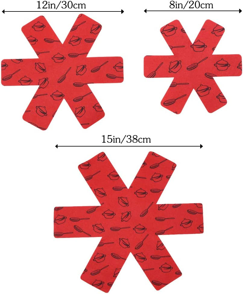 Pot Pan Protectors, Set of 12 and 3 Different Size, Red Pans Dividers Pad/Cookware Protectors Set/Pan Separators Protectors for Protecting and Separating Pots and Pans