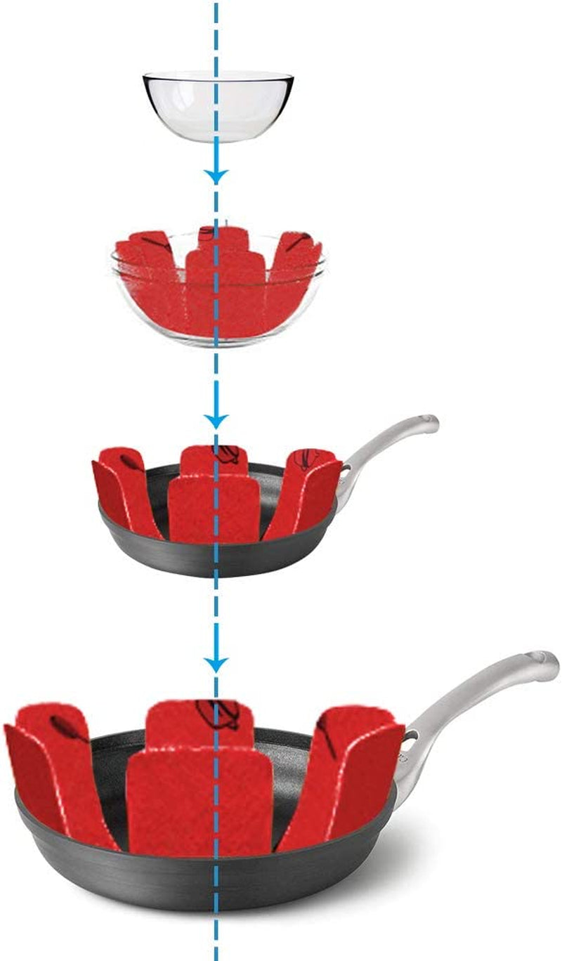 Pot Pan Protectors, Set of 12 and 3 Different Size, Red Pans Dividers Pad/Cookware Protectors Set/Pan Separators Protectors for Protecting and Separating Pots and Pans